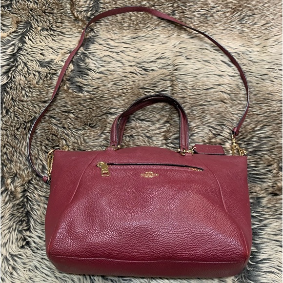 Coach Handbags - COACH PRAIRIE SATCHEL IN BORDEAUX PEBBLE LEATHER WITH DUST BAG